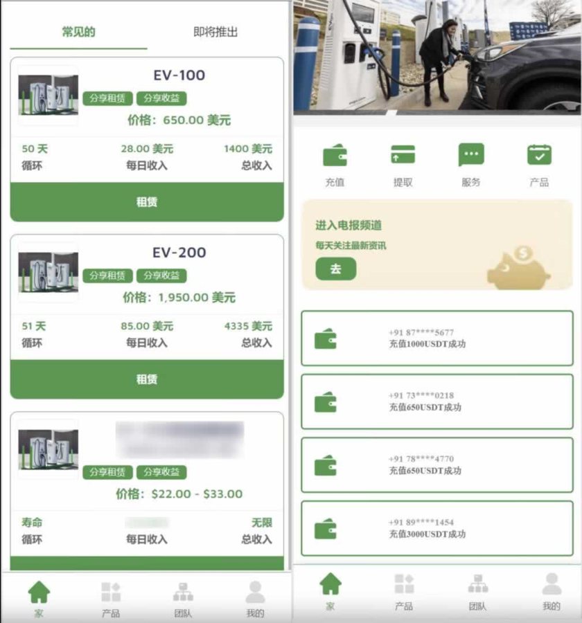 F2909 Q070-海外新能源充电桩共享投资源码-充电桩理财投资源码 租赁投资源码