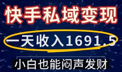 F2432 Z030-一天收入几K/快手私域变现/9块9入群完整项目视频教程及源码/小白也能快速致富