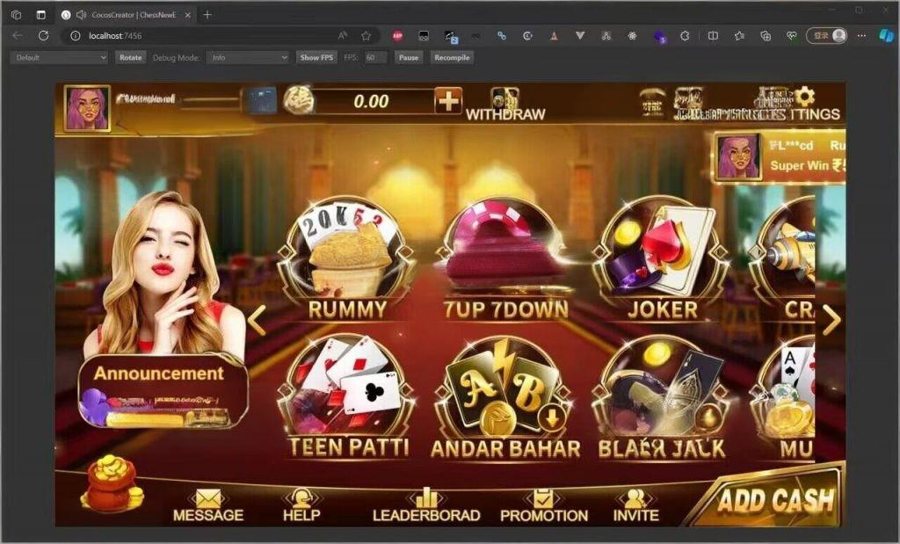 FF128 P538【Teen Patti Championi 印度棋牌源码】GO服务端+Cocos客户端+国际UI+自控点控