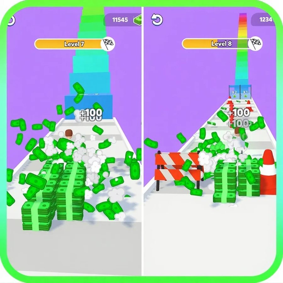 F1155 Y971【UnityMoneyStackRun3D 金币堆叠跑酷手游】完整 3D 游戏模板 U3D 闯关躲避障碍源码工程
